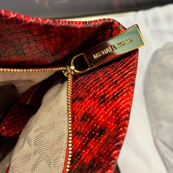 Michael Kors Daria Foldover Python Embossed Clutch - Picture 6 of 15